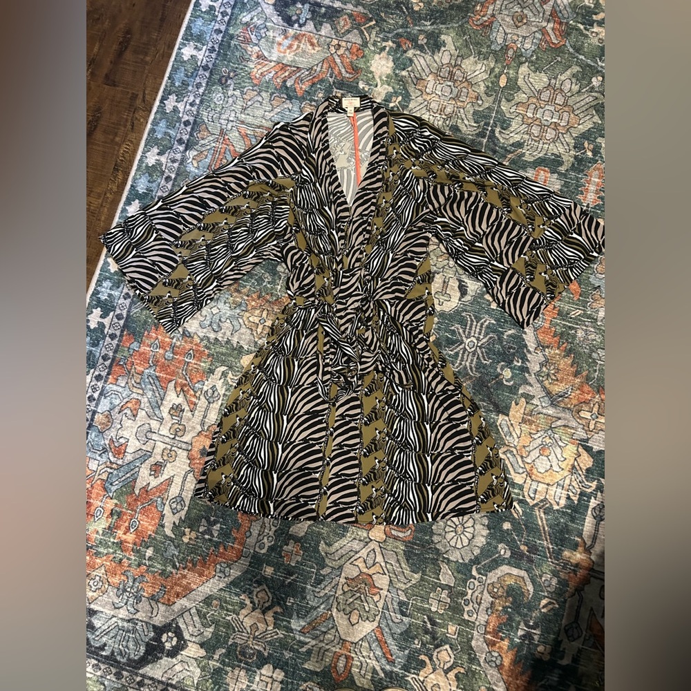 Banana Republic Zebra Print Dress with Olive Accents